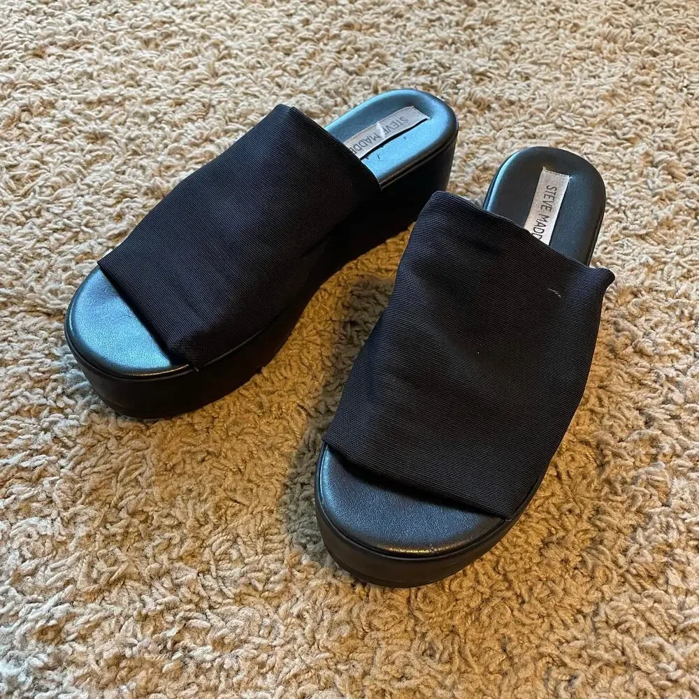 Steve Madden 90s Slinky Sandals Black sz 8 vintage 1990s y2k